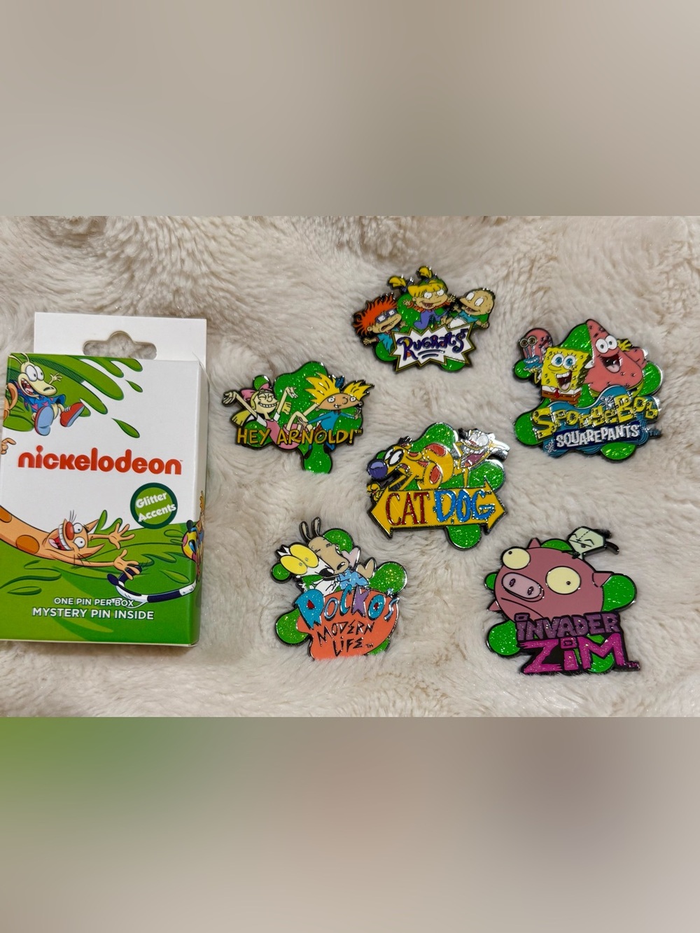 FULL SET Buckle-Down Nickelodeon Shows Glitter Blind Box Enamel Pin Hot Topic